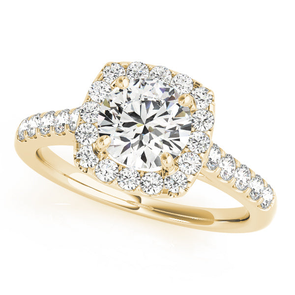 Round Diamond Engagement Ring, Cushion Halo
