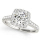 Round Diamond Engagement Ring, Cushion Halo