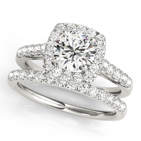 Round Diamond Engagement Ring, Cushion Halo