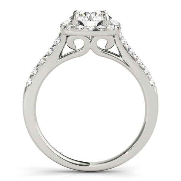 Round Diamond Engagement Ring, Cushion Halo