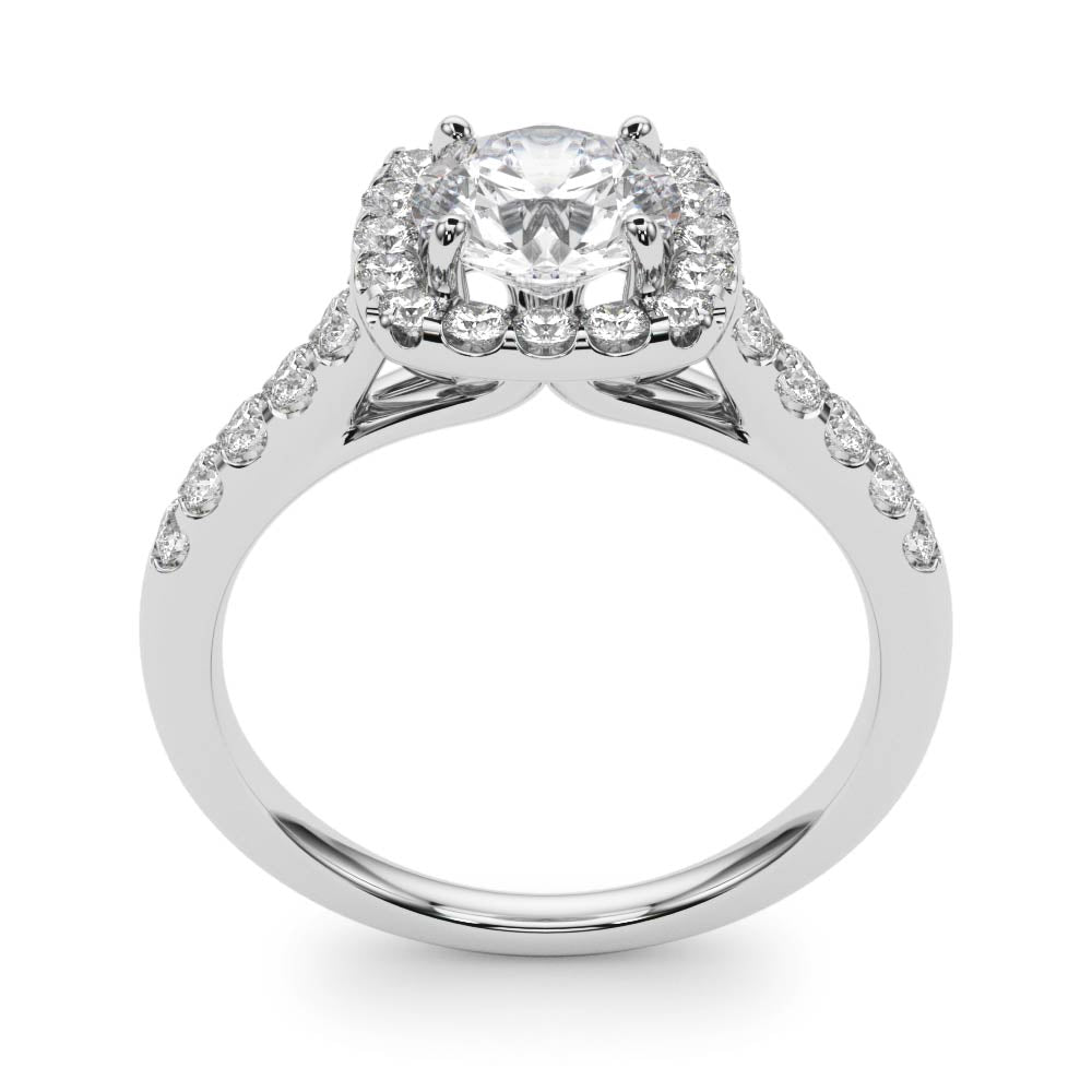 Round Diamond Engagement Ring, Cushion Halo
