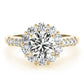 Single Row Prong Halo Engagement Ring