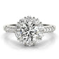 Single Row Prong Halo Engagement Ring