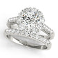 Single Row Prong Halo Engagement Ring