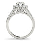 Single Row Prong Halo Engagement Ring