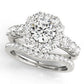 Single Row U-Prong Halo Engagement Ring