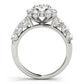 Single Row U-Prong Halo Engagement Ring