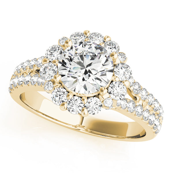 Split Shank Halo Round Engagement Ring