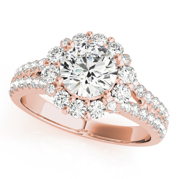 Split Shank Halo Round Engagement Ring