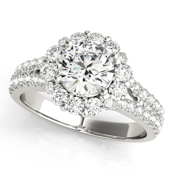 Split Shank Halo Round Engagement Ring