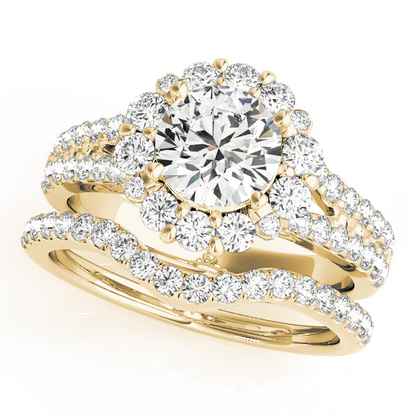 Split Shank Halo Round Engagement Ring