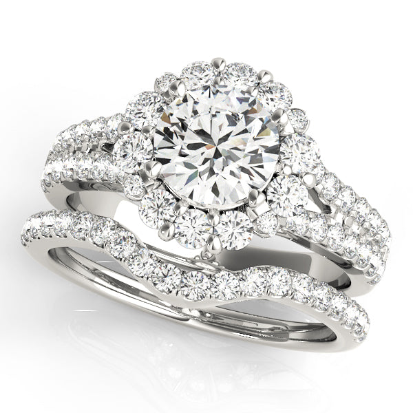 Split Shank Halo Round Engagement Ring