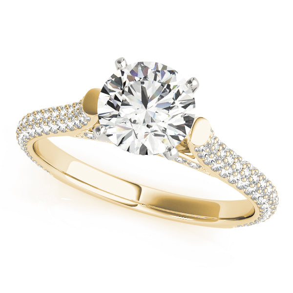 Multirow Pavé Hidden Halo Engagement Ring