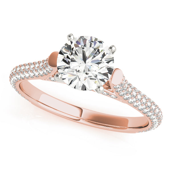 Multirow Pavé Hidden Halo Engagement Ring