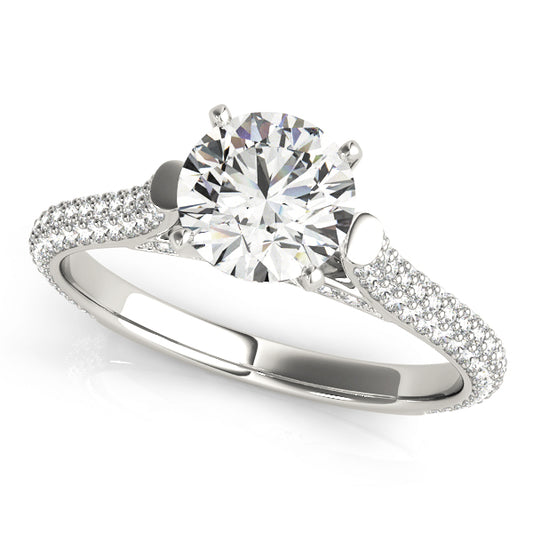 Multirow Pavé Hidden Halo Engagement Ring