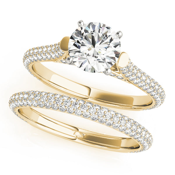 Multirow Pavé Hidden Halo Engagement Ring