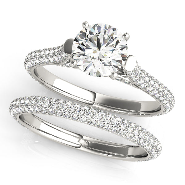Multirow Pavé Hidden Halo Engagement Ring