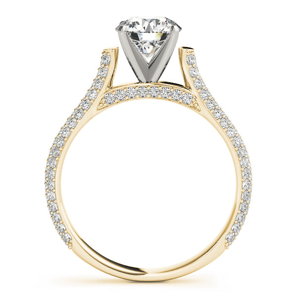 Multirow Pavé Hidden Halo Engagement Ring