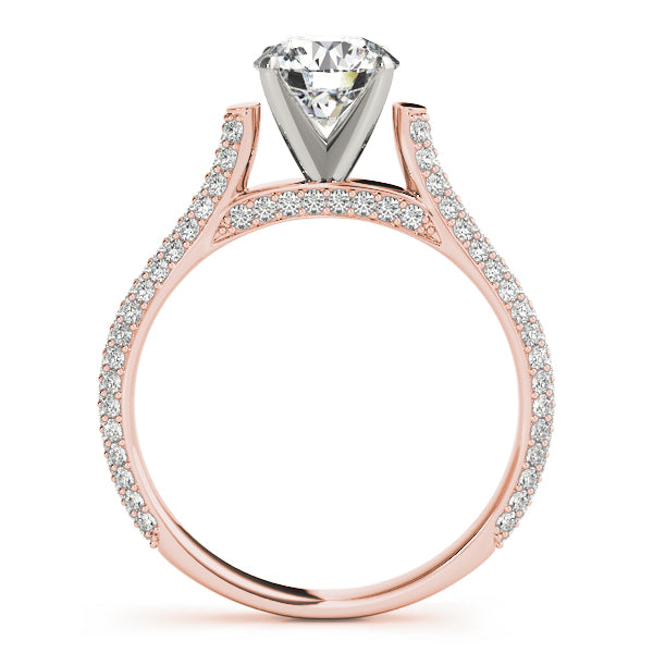 Multirow Pavé Hidden Halo Engagement Ring