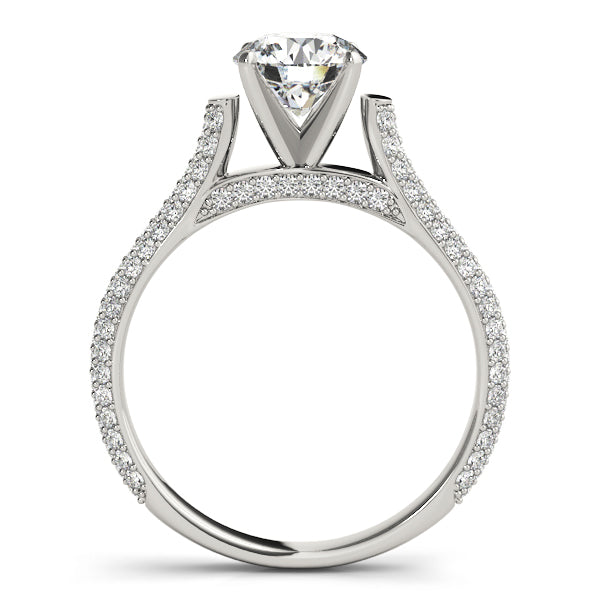 Multirow Pavé Hidden Halo Engagement Ring