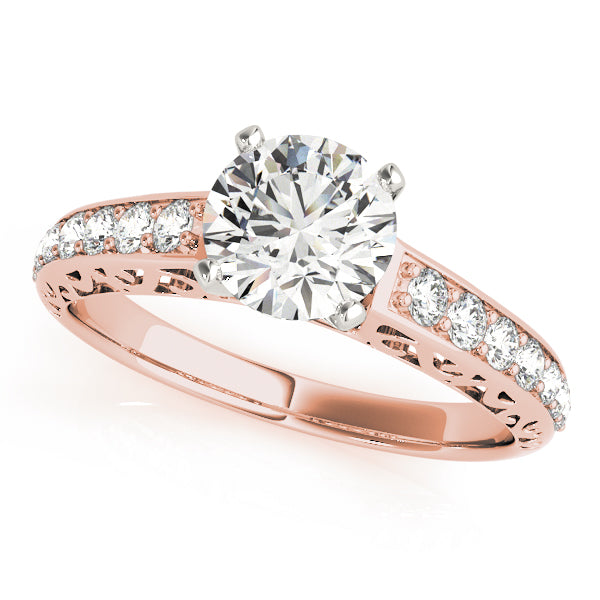 Antique Single Row Prong Filigree Engagement Ring