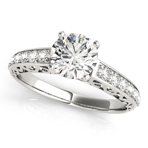 Antique Single Row Prong Filigree Engagement Ring