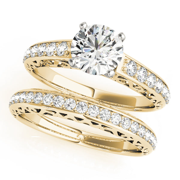 Antique Single Row Prong Filigree Engagement Ring