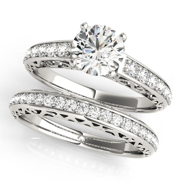 Antique Single Row Prong Filigree Engagement Ring