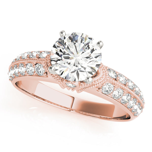 Vintage Halo Milgrain Engagement Ring