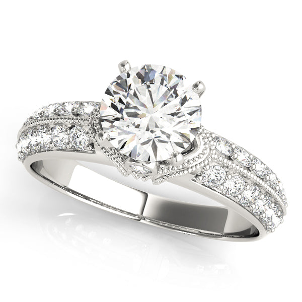 Vintage Halo Milgrain Engagement Ring