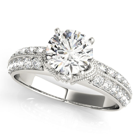 Vintage Halo Milgrain Engagement Ring