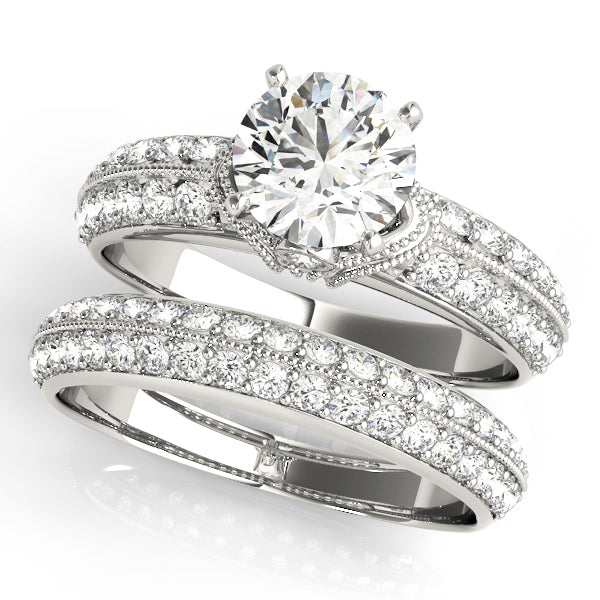 Vintage Halo Milgrain Engagement Ring