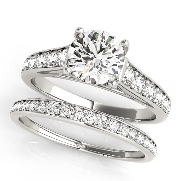 Accented Single Row Round Engagement Ring