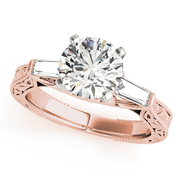 Vintage-Inspired 3-Stone Milgrained Engagement Ring