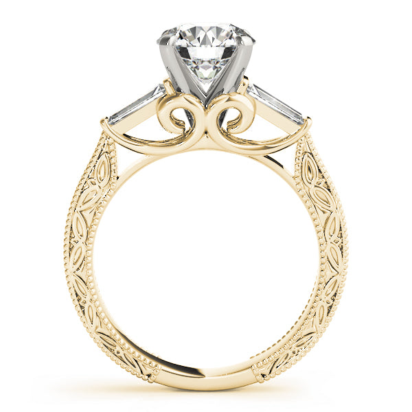 Vintage-Inspired 3-Stone Milgrained Engagement Ring