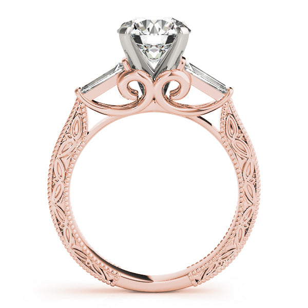 Vintage-Inspired 3-Stone Milgrained Engagement Ring