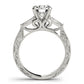 Vintage-Inspired 3-Stone Milgrained Engagement Ring