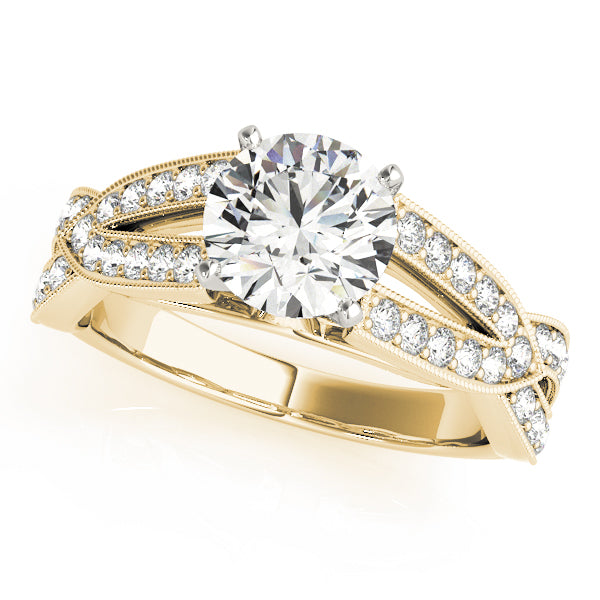 Multirow Split Shank Milgrain Engagement Ring