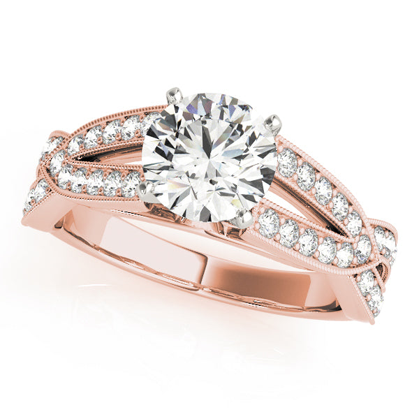 Multirow Split Shank Milgrain Engagement Ring
