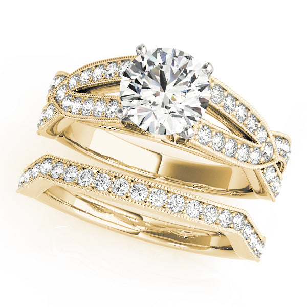Multirow Split Shank Milgrain Engagement Ring