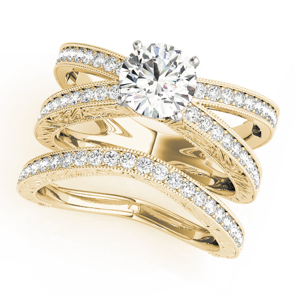 Multirow Milgrained Engagement Ring