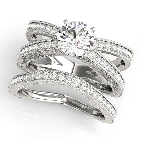 Multirow Milgrained Engagement Ring