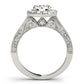 Vintage Halo Engraved Filigree Milgrain Engagement Ring
