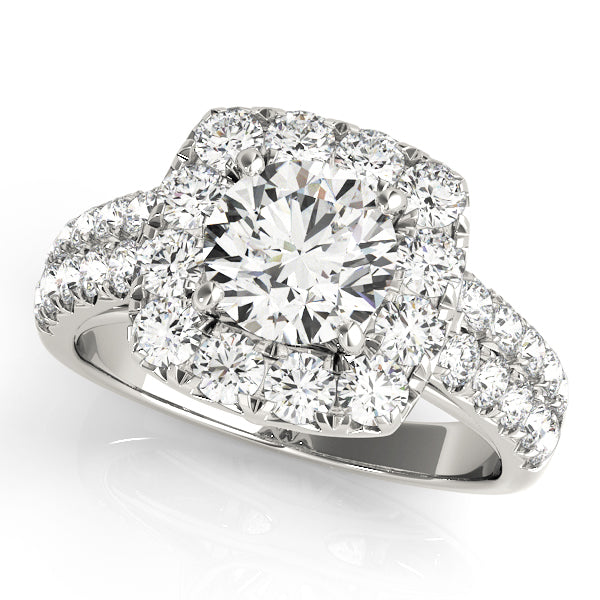 Halo 2-Row Engagement Ring