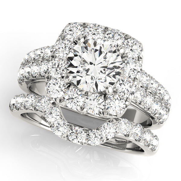 Halo 2-Row Engagement Ring