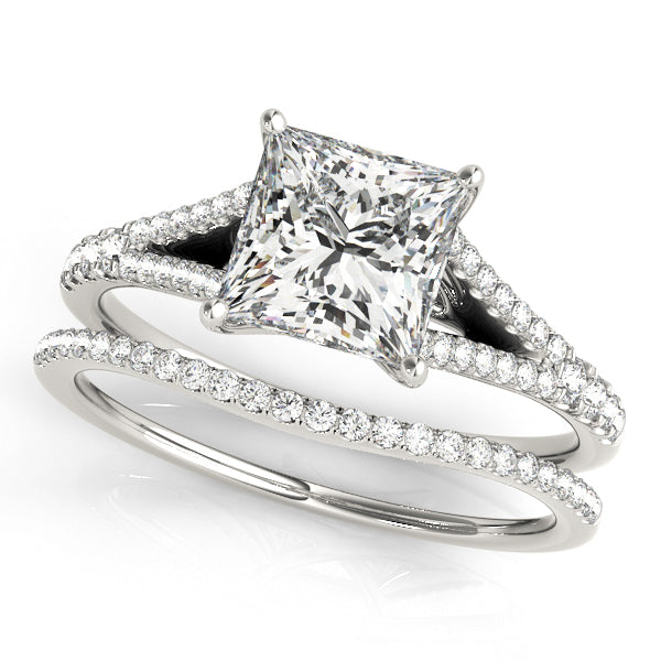 Double Row Split Shank Trellis Engagement Ring