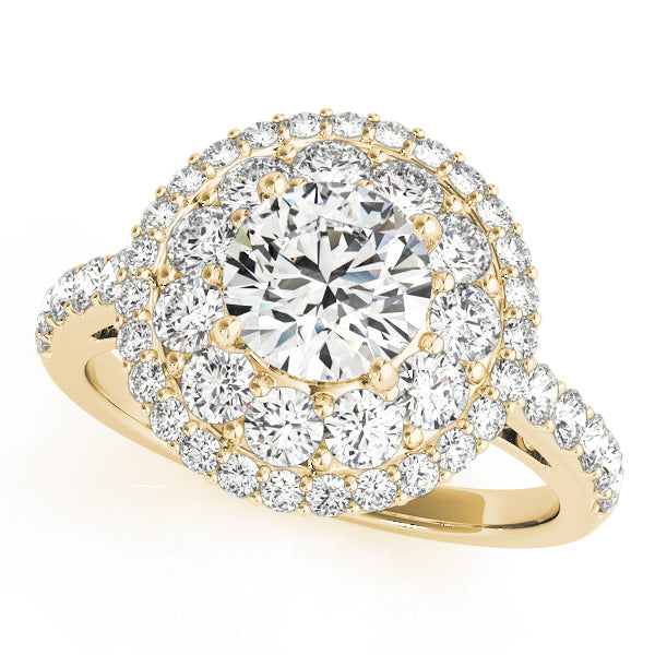 Single Row Double Halo Engagement Rings