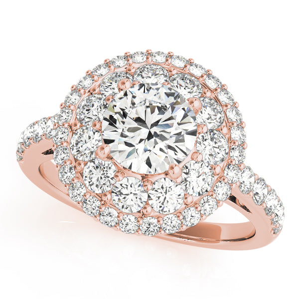 Single Row Double Halo Engagement Rings