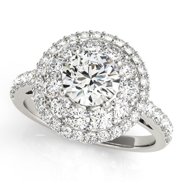 Single Row Double Halo Engagement Rings