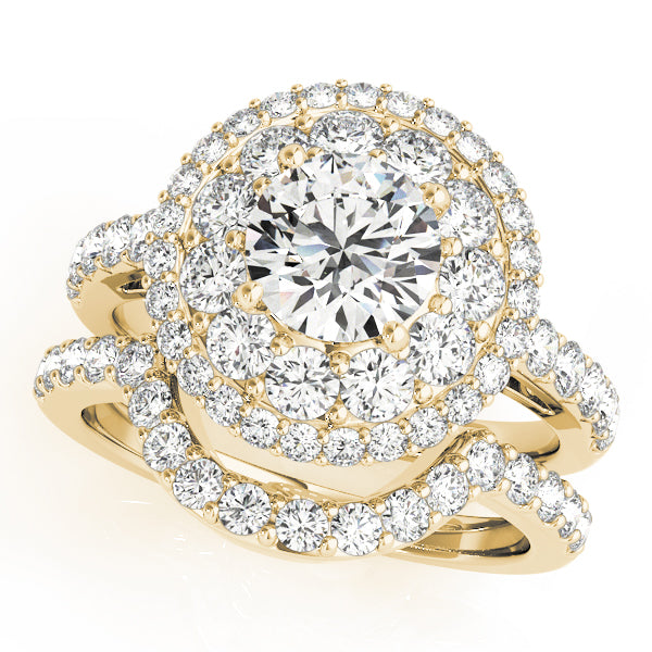 Single Row Double Halo Engagement Rings